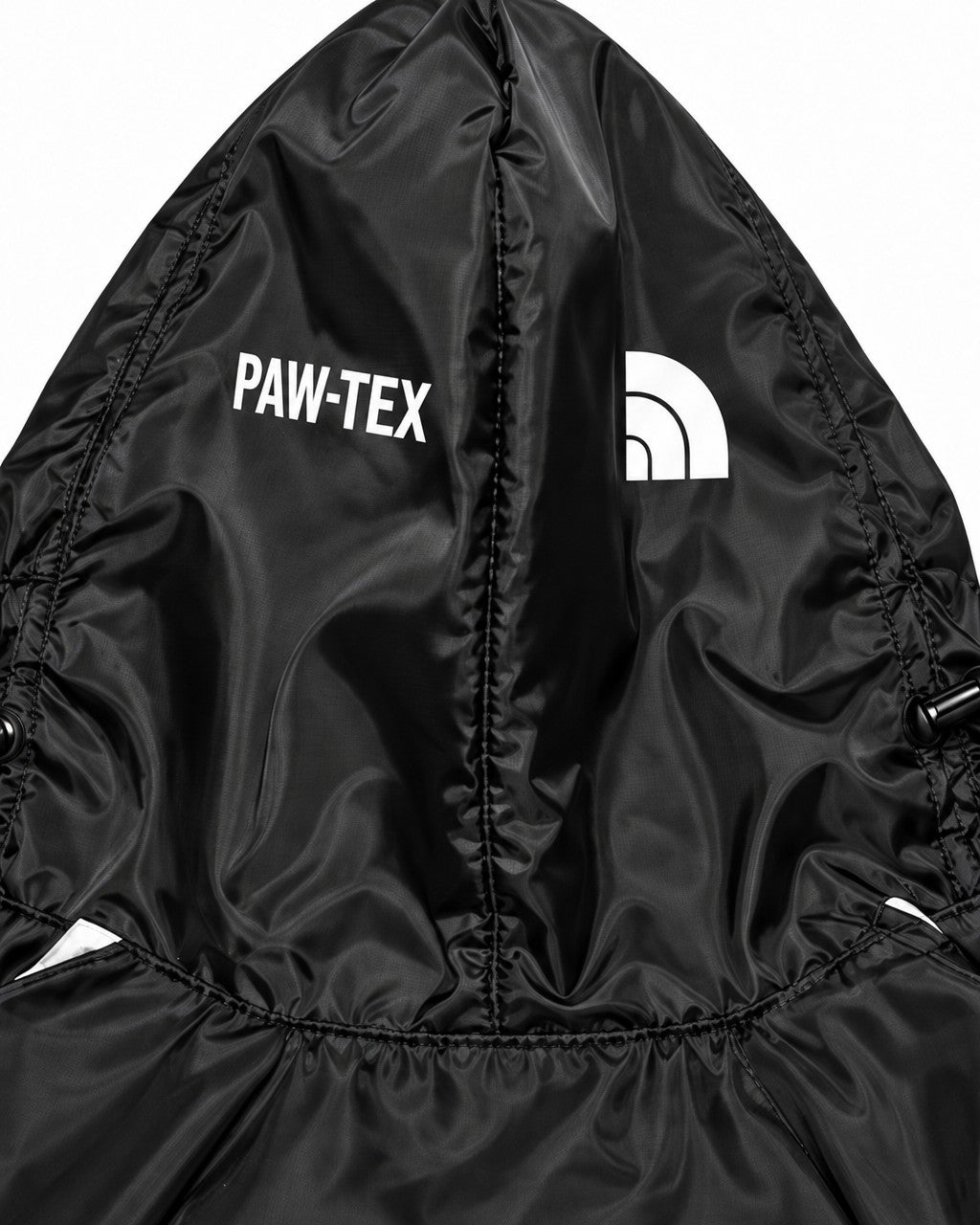 Dog Waterproof Jacket in black, hood detail