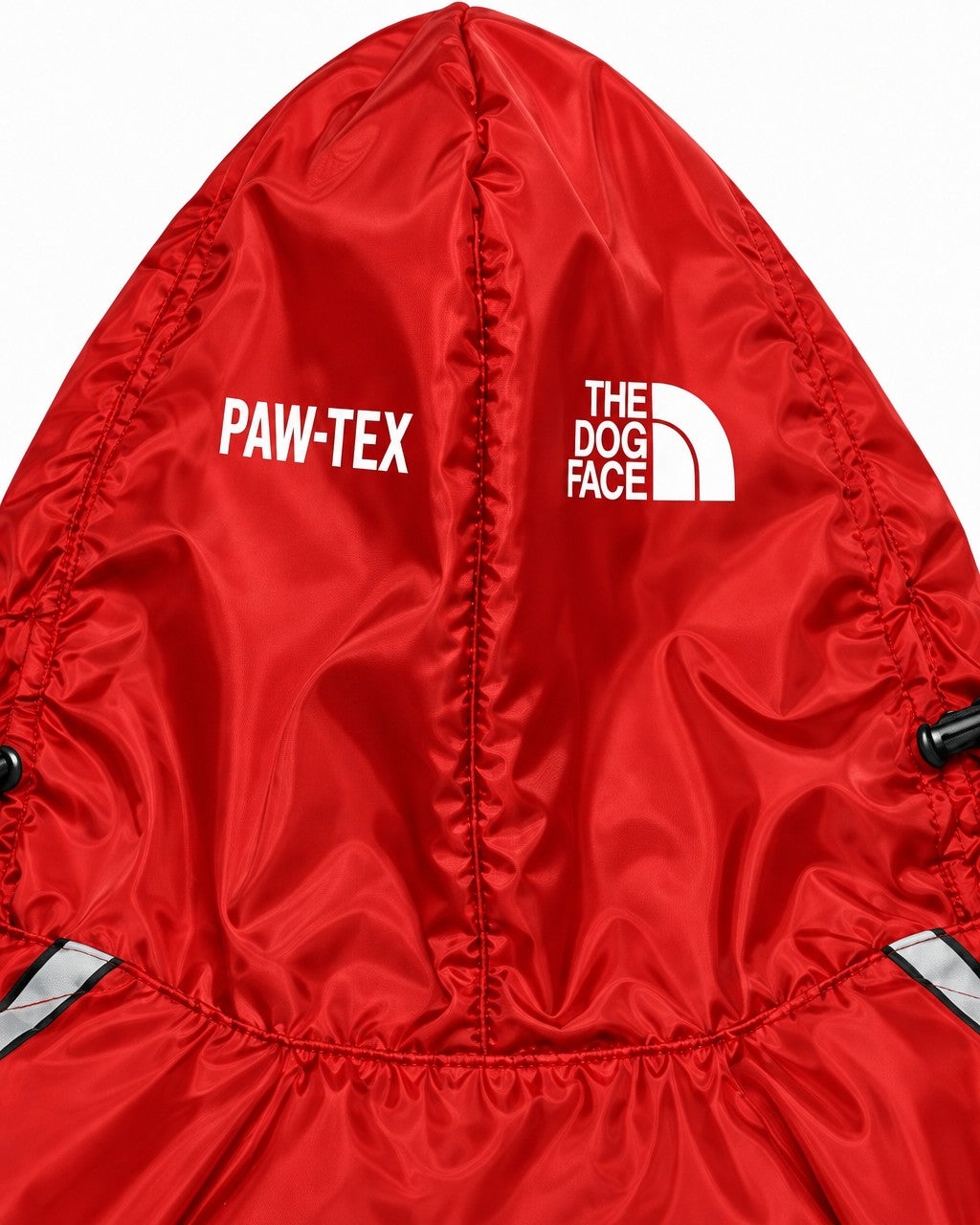 Dog Waterproof Jacket in red, hood detail