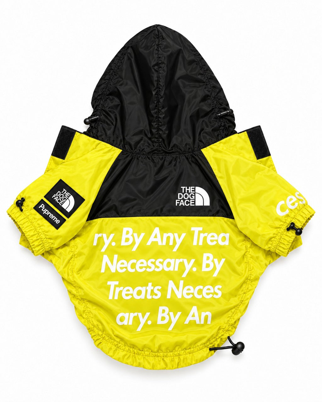 Dog Waterproof Jacket in yellow, laid flat, back